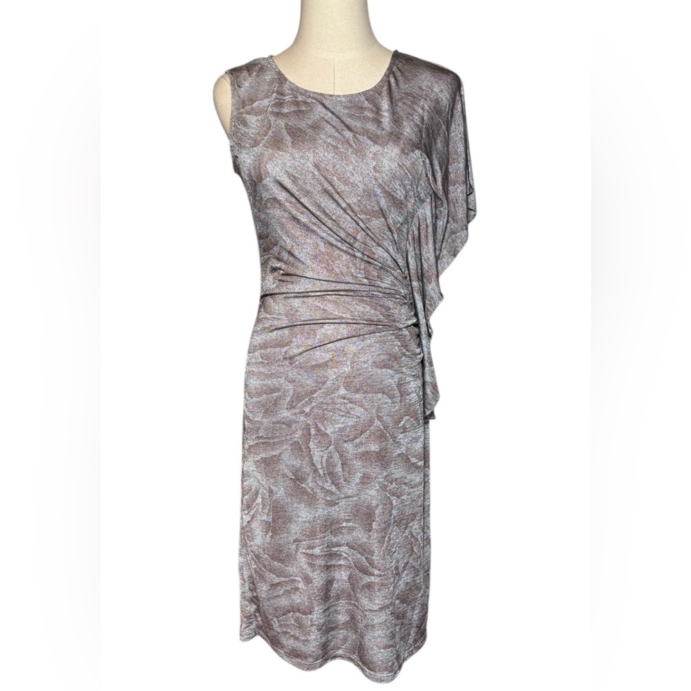 Ivonne Side Flare Metallic Dress 8 Cocktail Evening Dressy Sexy Body Con